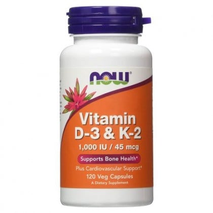 Vitamin D3 & K2 1000iu 45 mcg 120 veg caps Buy Now Foods