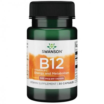 Vitamin B12 500mcg 30 capsules Swanson