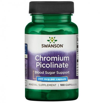 Chromium Picolinate 100 caps 200mcg Crómio Swanson
