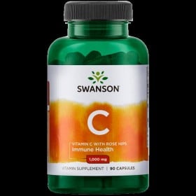 Vitamina C Com Rose Hips 90 caps 1000mg Swanson