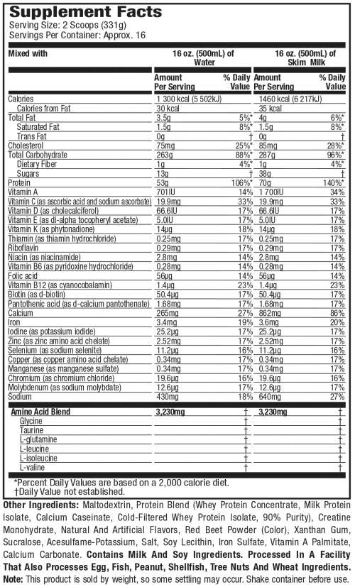 muscletech-100-premium-mass-gainer-supplement-facts