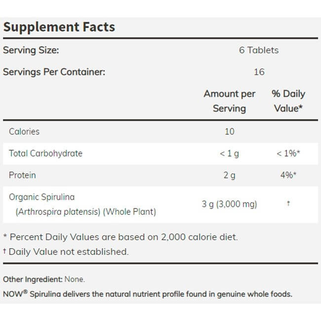 now-foods-spirulina-500mg-100-comprimidos-tabela-nutricional-corposflex