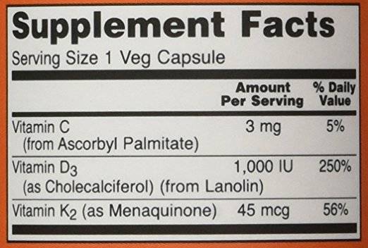 now-vitamin-d-3-k-2-45-mcg-suplementos-vitaminicos-tabela-nutricional